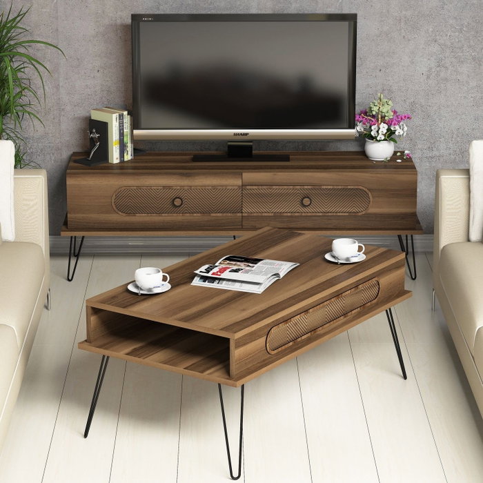 Hanah Home Ekol - Conjunto de muebles de salón Nogal Hanah Home Ekol - Conjunto de muebles de salón Nogal